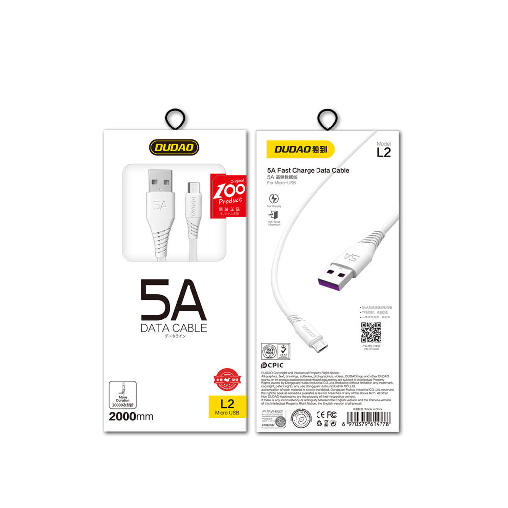 DUDAO L4M-2MW 5A MICRO DATA CABLE 2M DUDAO L4M-2MW 5A MICRO DATA CABLE 2M
